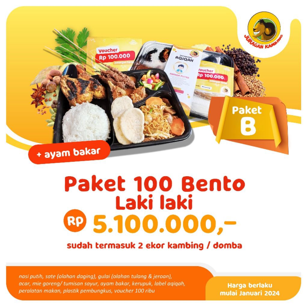 

Paket Aqiqah Bento 100 Laki Laki
