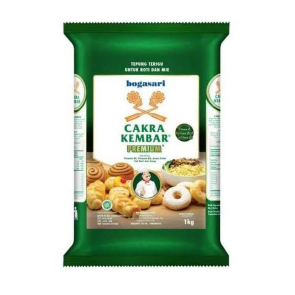 

Tepung Terigu Cakra Kembar Kemasan 1 kg / Tepung Mie / Roti