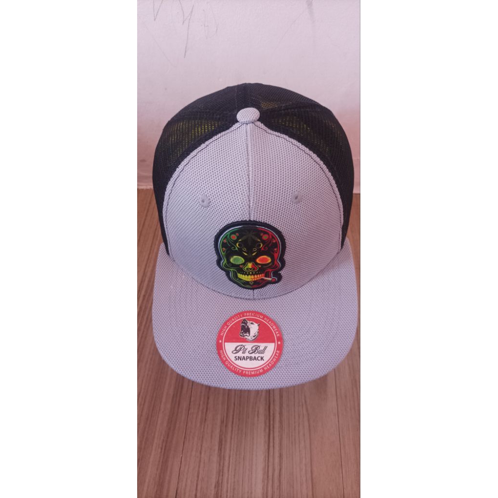 topi jaring snapback logo tengkorak