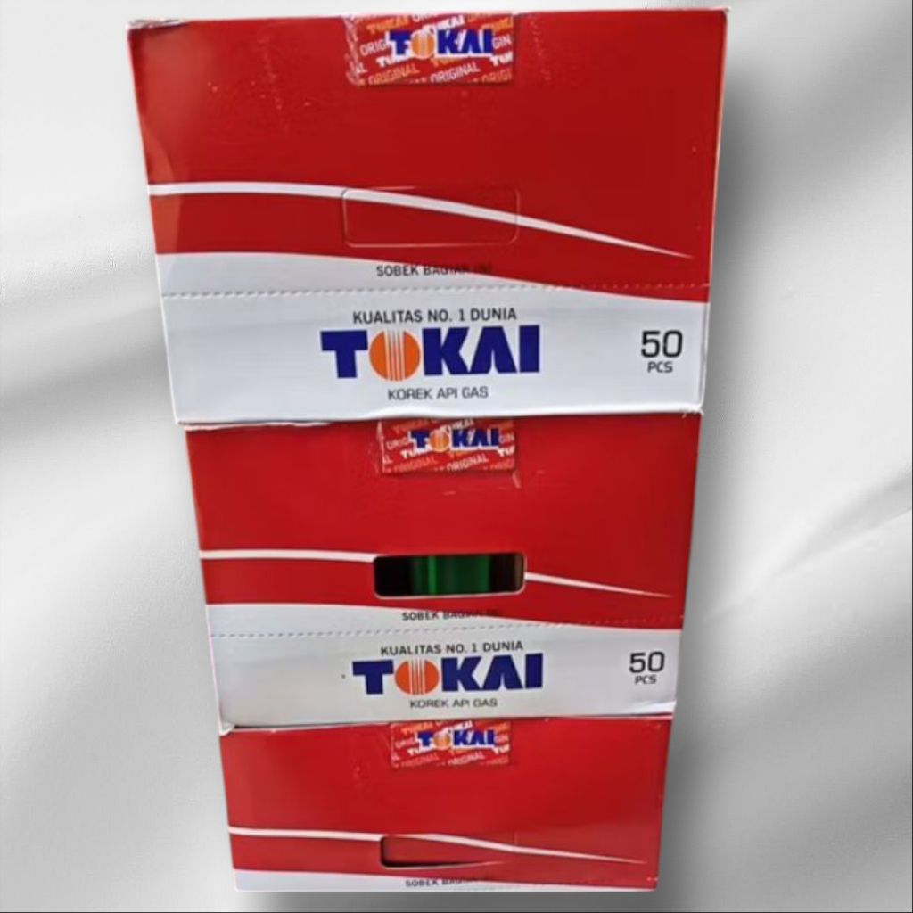 korek api gas Tokai kemasan dus baru ada 2warna merah+biru super asli original.1box.isi50.pcs.tokai 