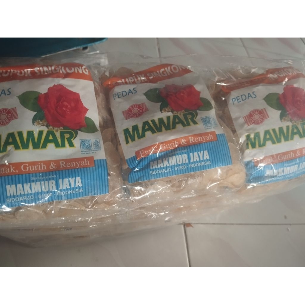 

Kerupuk Singkong cap mawar Pedas kemasan 500g
