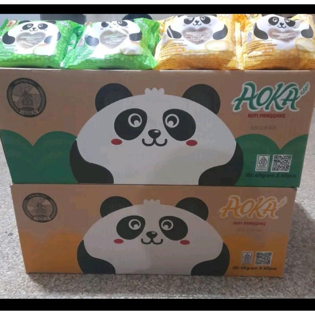 

roti aoka panda 1 dus isi 60pcs roti empuk dan lezat