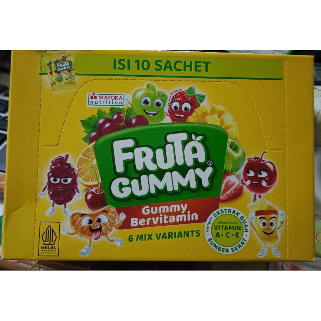 

fruta gummy sekotak isi 10 sachet