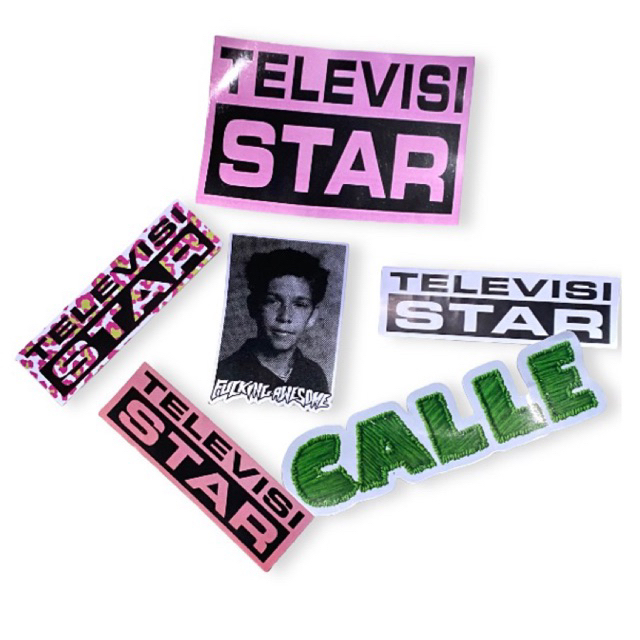 

satu pack sticker brand calle, televisi star, fucking awesome