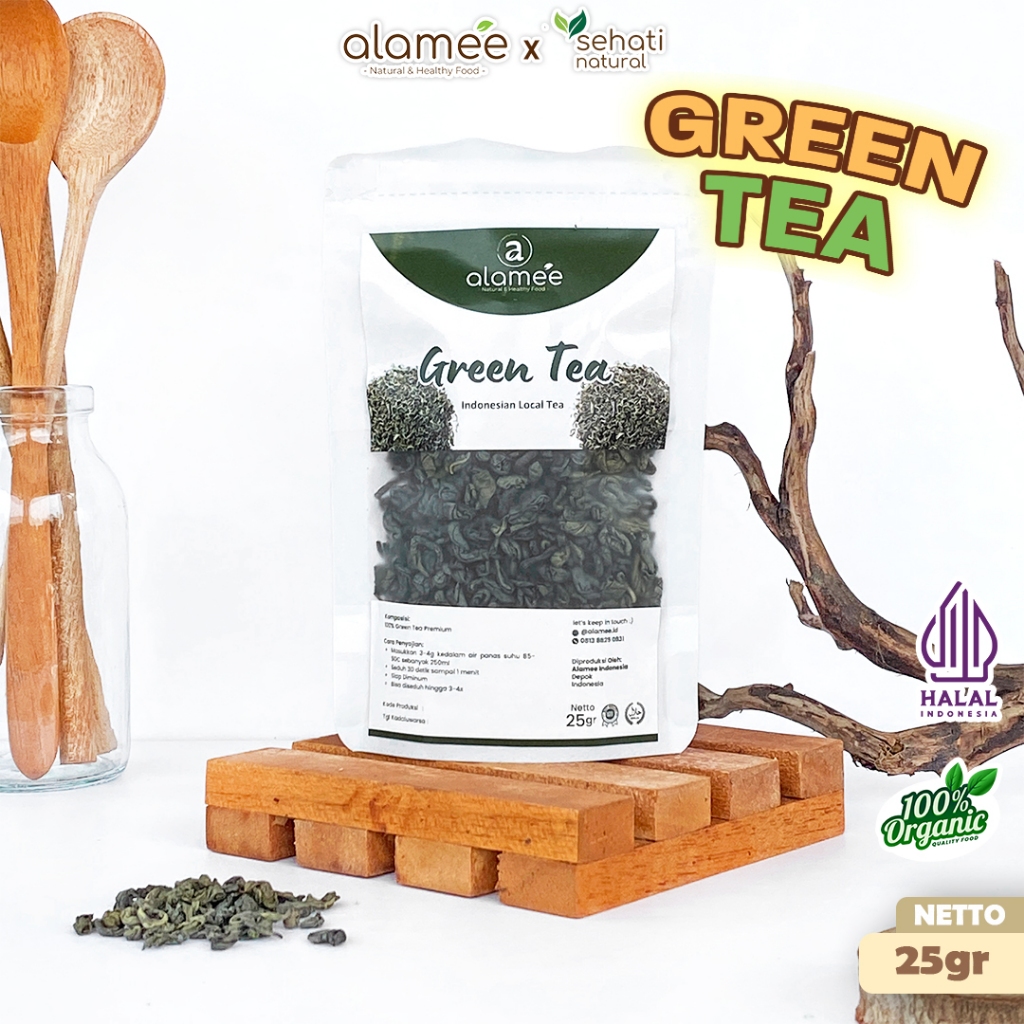 

ALAMEE Teh Hijau Green Tea Organic Kering Organik Greentea Minuman Herbal Siap Seduh Minum 25gr