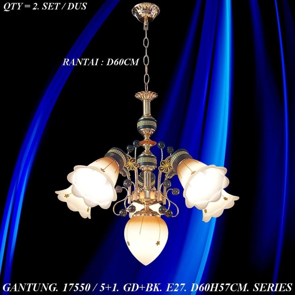 LAMPU GANTUNG HIAS KLASIK RUANG TAMU KAMAR TIDUR 6 LAMPU MEWAH