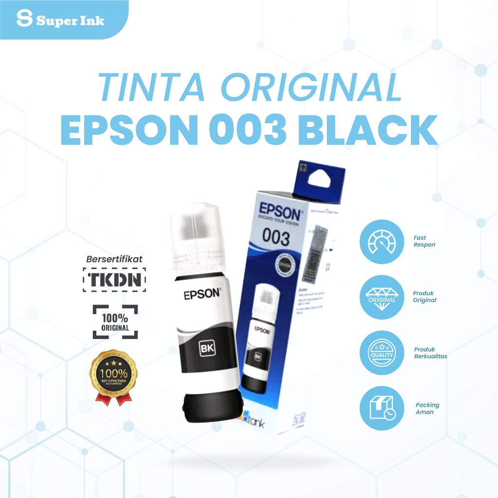 TINTA EPSON 003 ORIGINAL BLACK L3110/L1110/L3150/L5190
