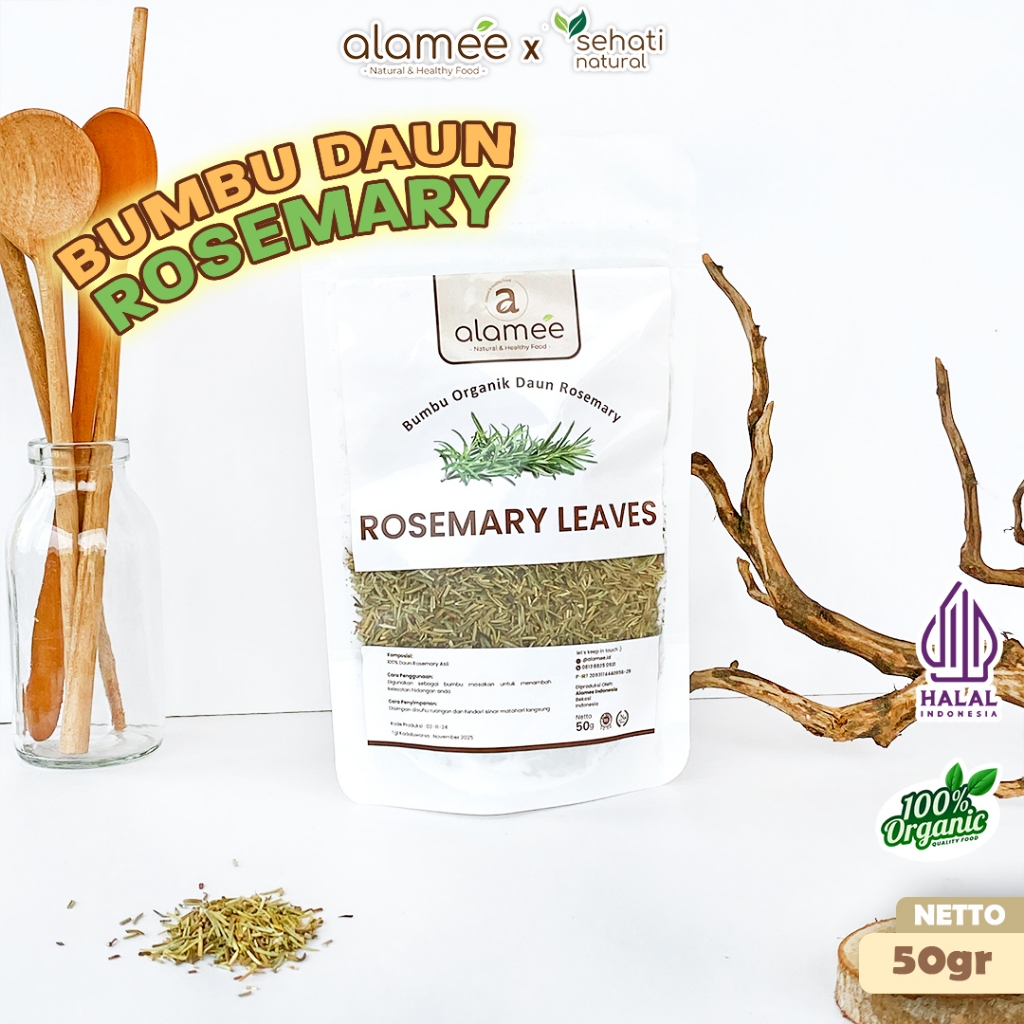 

ALAMEE Daun Rosemary Kering Dried Leaves Garnish Murni Asli Tanpa Campuran Bumbu Masakan Dapur 50g