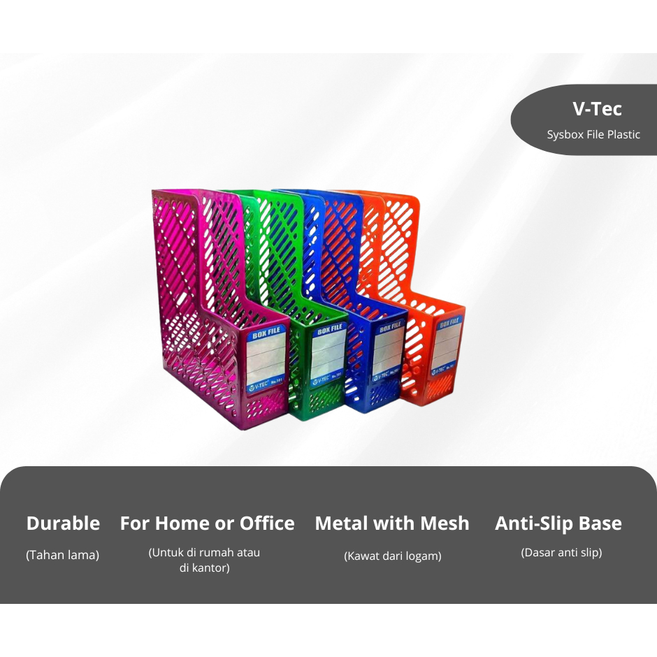 

Box file Plastik / Rak Box File Plastik V-TEC HB-101 / Box File Serbaguna – Tempat Penyimpanan Dokumen / Map / Majalah A4 (File Holder Kantor & Sekolah) (Berbagai Warna)