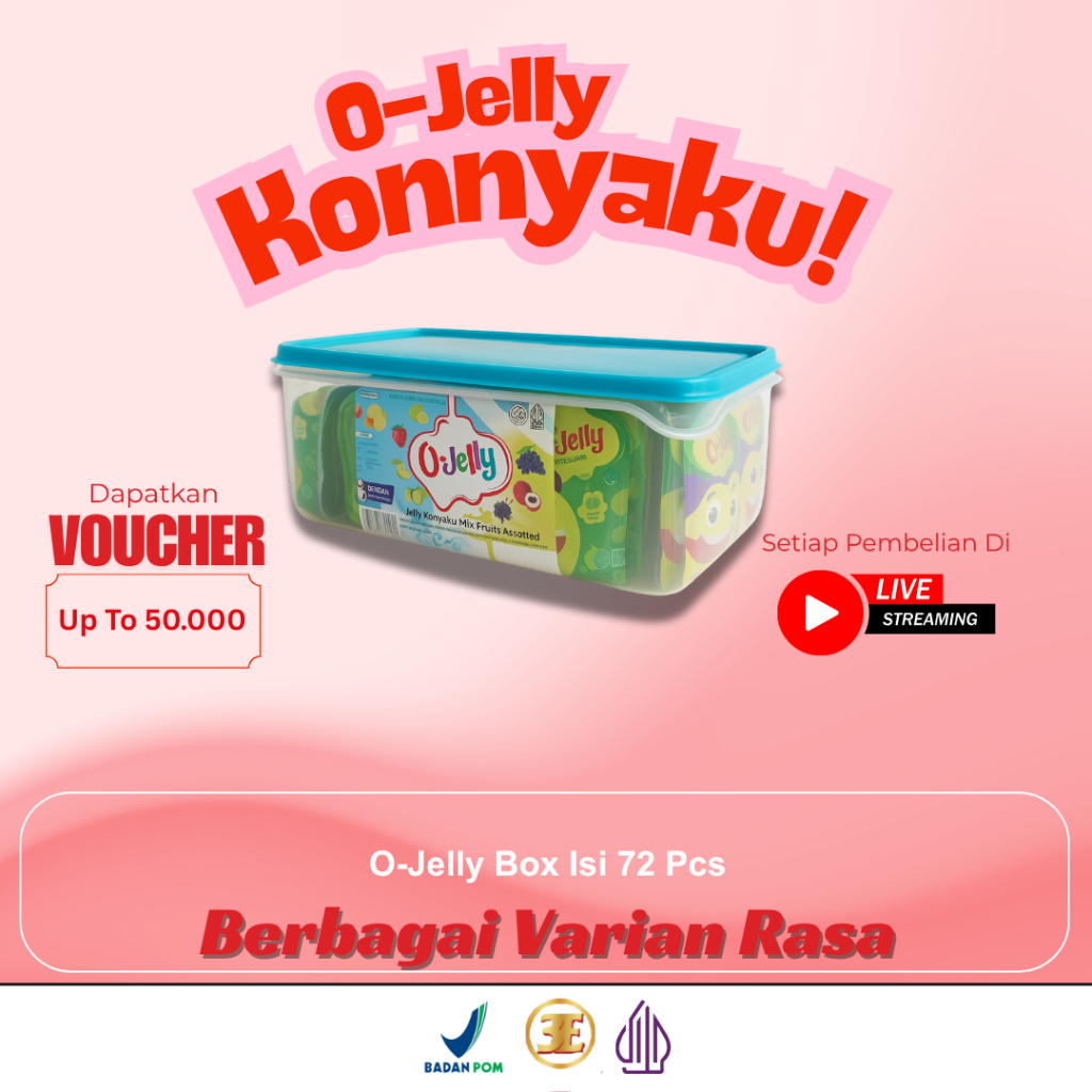 

O Jelly/Jeli/Ager Rasa Buah Kemasan Box 72 Pcs Tinggi Serat/Tersedia Semua Rasa