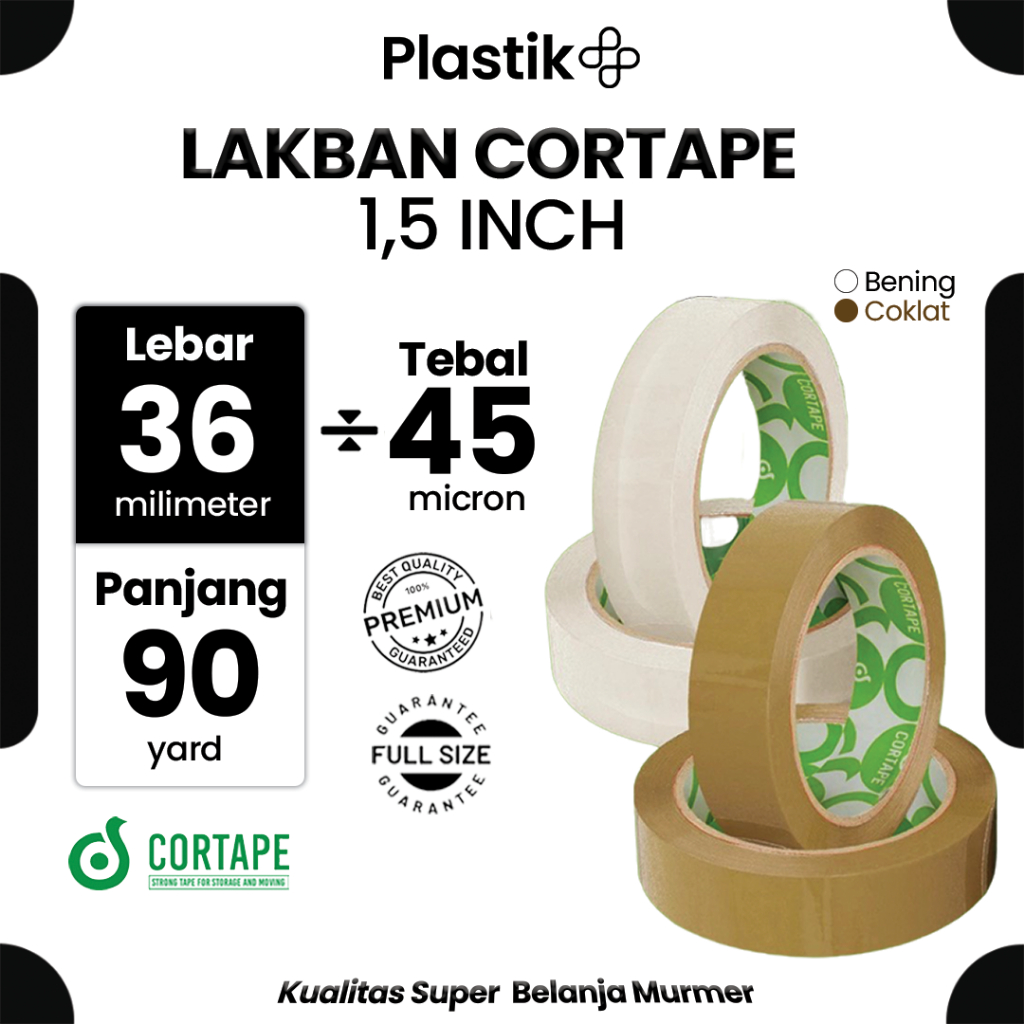 

Lakban / Selotip / Isolasi Cortape Bening dan Coklat 36mm x 90yard Harga Ecer Satuan Spek. Daimaru