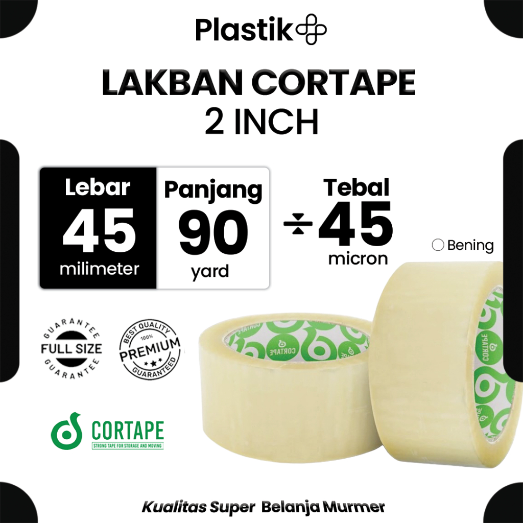 

Lakban / Selotip Cortape Bening 2inch 45mm x 90 yard Harga Satuan Ecer Spek Daimaru