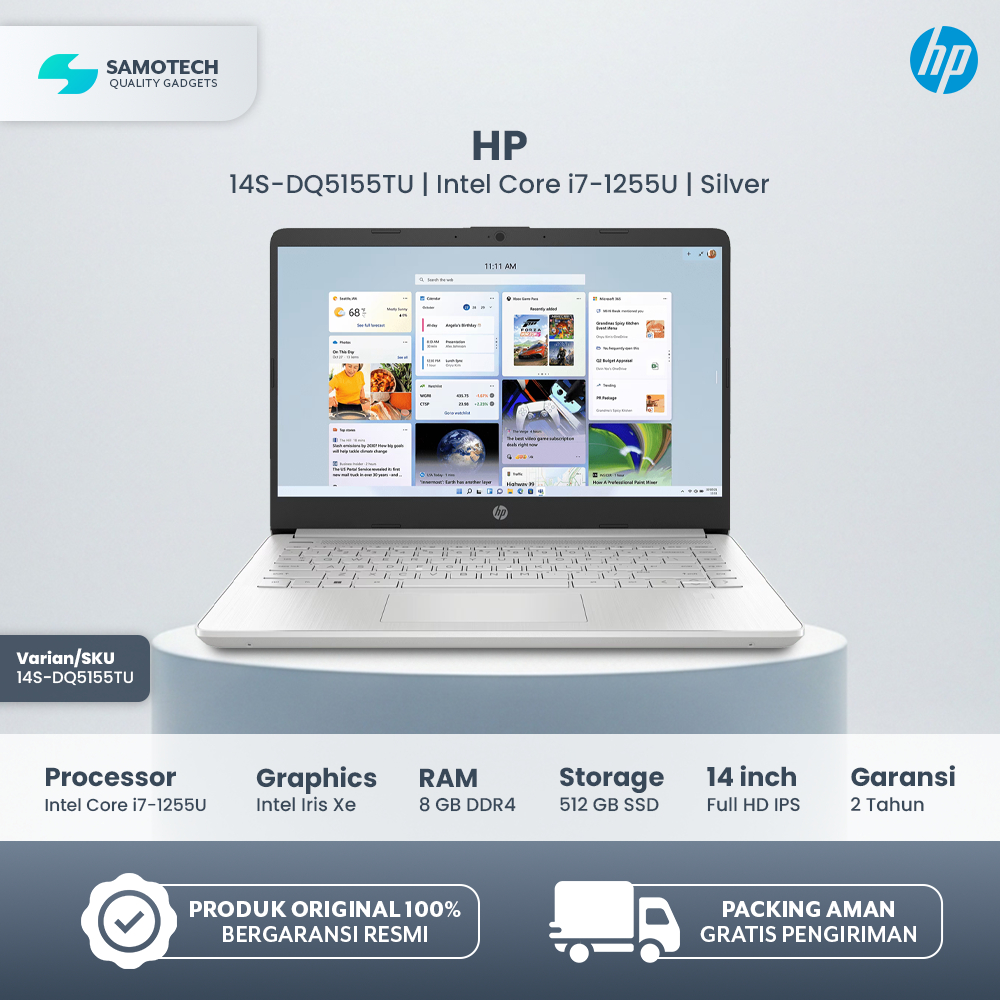 HP Laptop HP 14S DQ5155TU Intel Core i7 1255U 8GB SSD 512GB