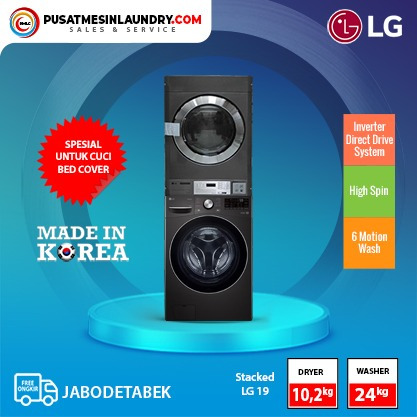 Stack Washer LG 24 Kg & Dryer LG Giant Max