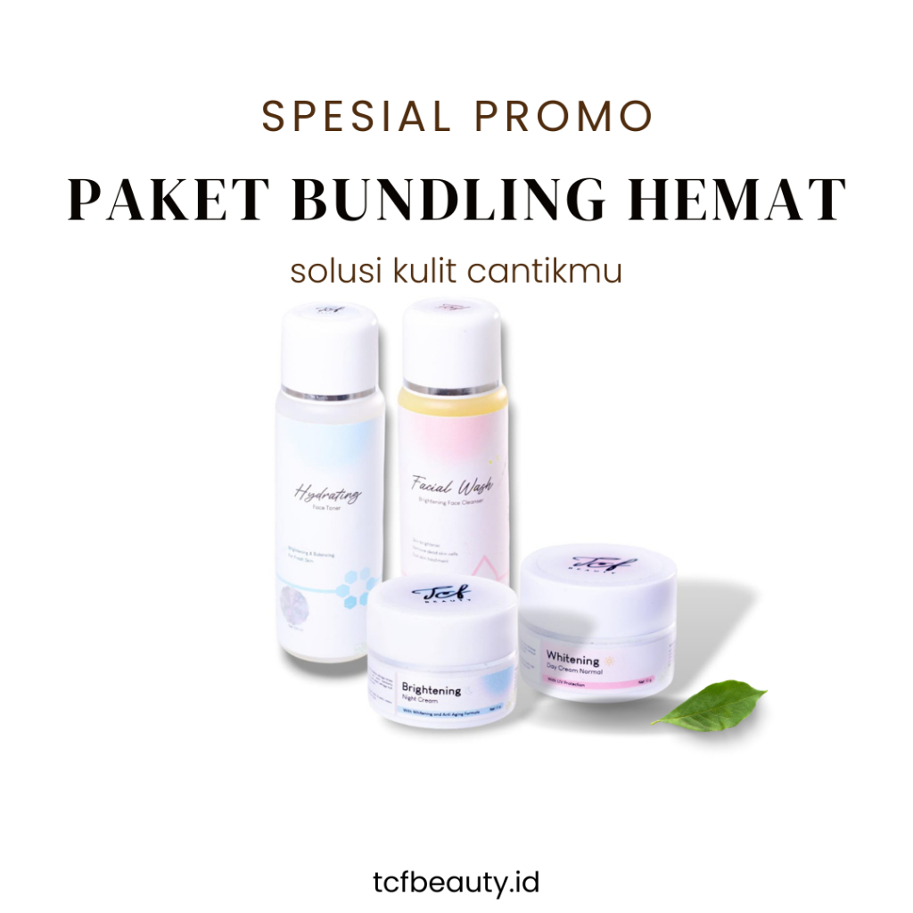 Promo Paket Bundling TCF Beauty Facial Wash Normal + Hydrating Toner + Whiteng Day Cream + Brighteni