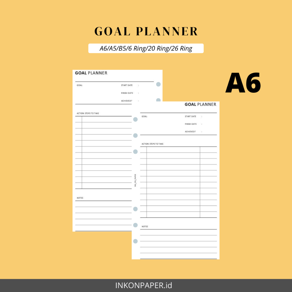 

A6 Planner, Goal Planner, Life Planner, Planner 2025 by INKONPAPER.id