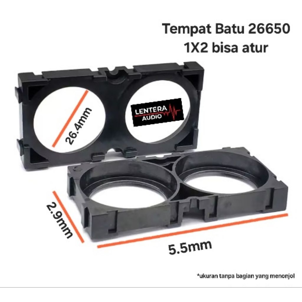 Holder Bracket Battery 1X3 1X2 26650 bisa atur / Holder Batre 26650 bisa atur