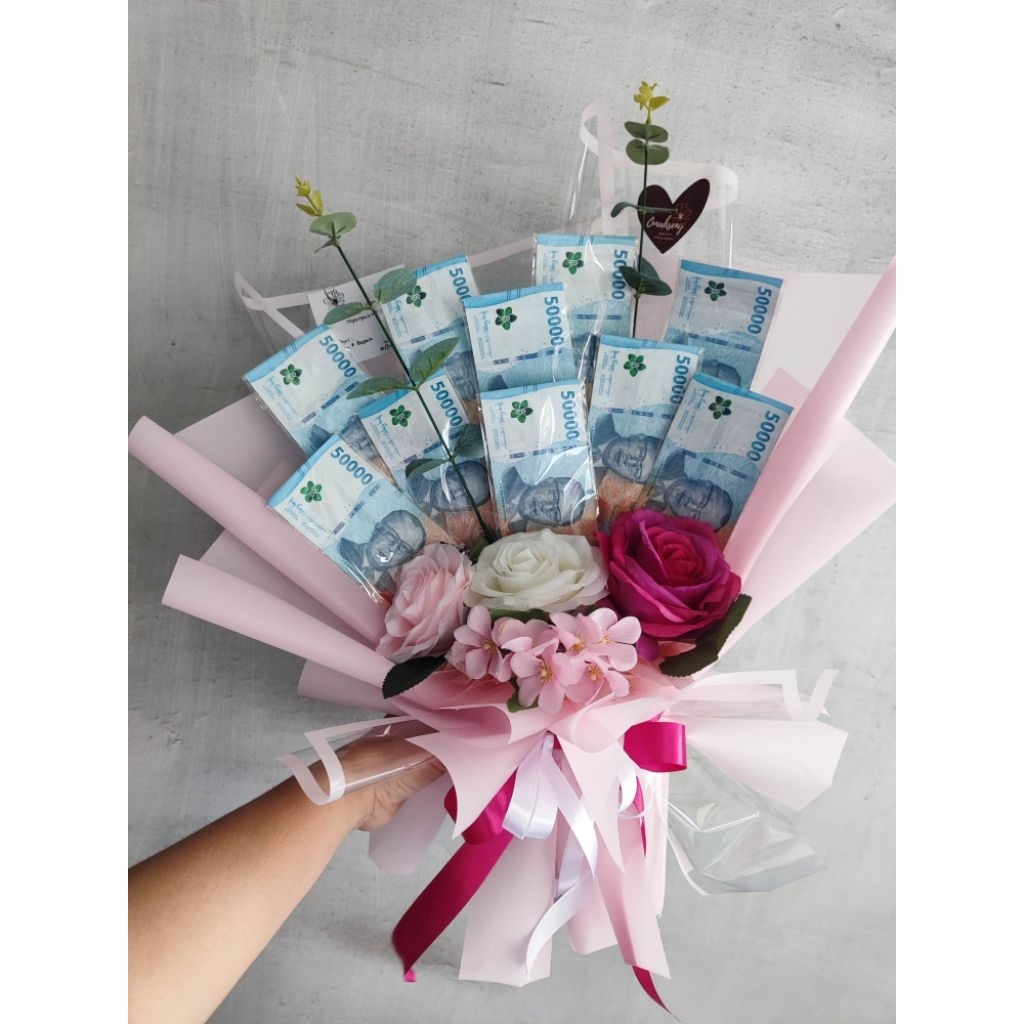 buket uang premium 10 lembar (bisa custom warna tema), money bouquet, buket wisuda, buket ulang tahu