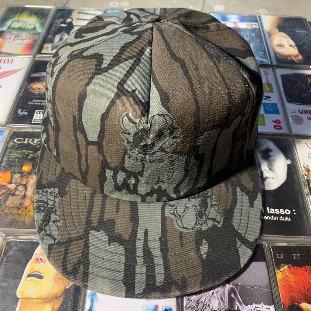 Vintage 90s Adult Camel Joe Camel Camo AOP Snapback Hat