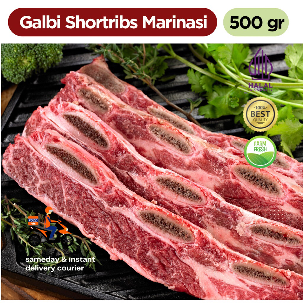 

AUS Galbi Ready to grill marinasi 500 gram HALAL siap panggang korean bbq style slice chuck short ribs / daging sapi grill bbq halal