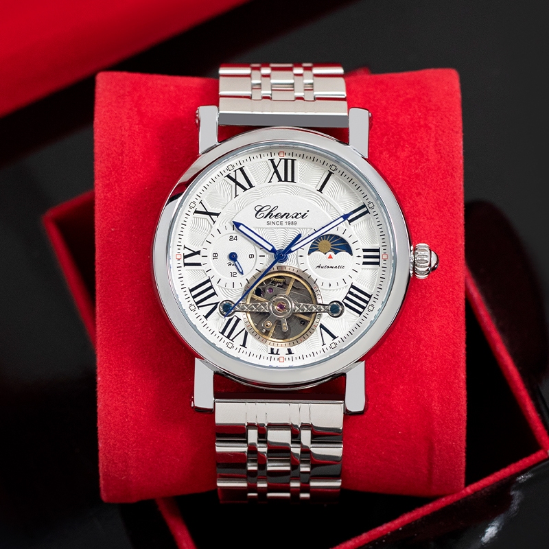 Jam tangan merek tourbillon pria jam tangan mekanis murni pria sepenuhnya otomatis bisnis santai ber