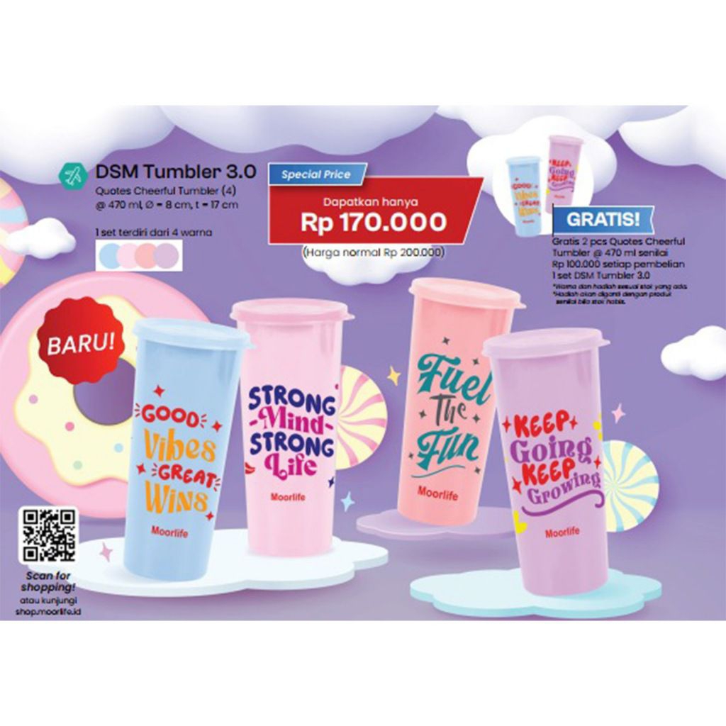 DSM Tumbler Moorlife Lilac // Moorlife cheerful tumbler // Moorlife quotes tumbler // Botol minum qu