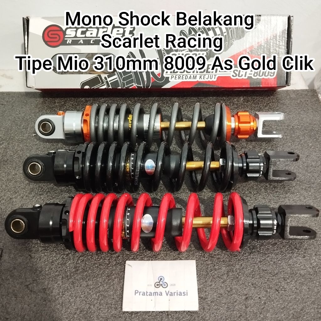 Shock Breaker Mono Shock Belakang Scarlet Racing Tipe Mio 310mm 8009 As Gold Click
