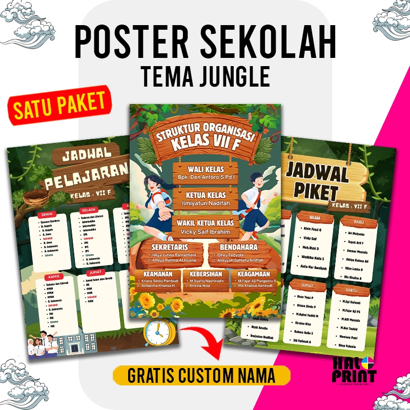 

1 PAKET Bisa Custom Nama /Jadwal Pelajaran/Jadwal Piket/Struktur Kelas ( GRATIS EDIT )