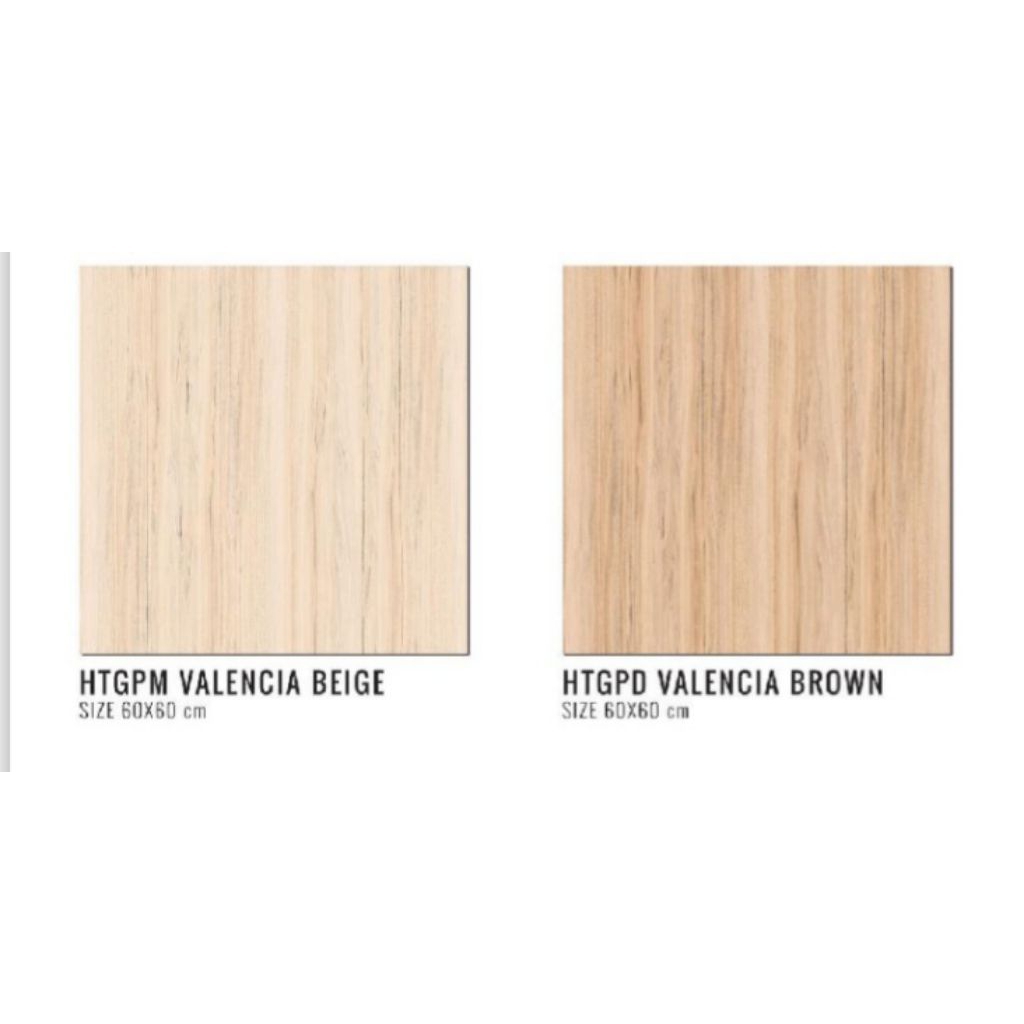 GRANIT MERK IKAD TIPE VALENCIA BEIGE, BROWN UKURAN 60X60 MOTIF KAYU PERMUKAAN TEKSTURE GLOSSY GLAZED
