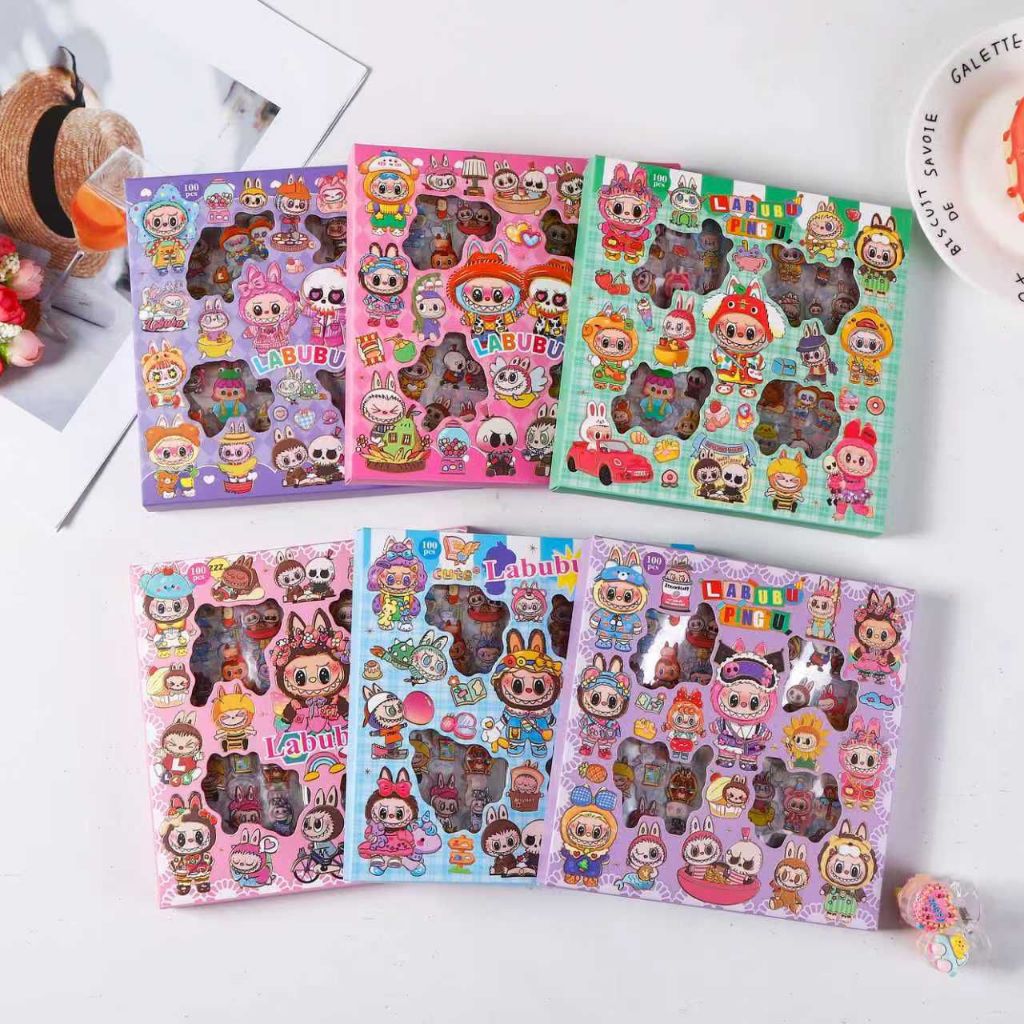 

STICKER LABUBU LUCU isi 100 Pcs/box Sticker Karakter Waterproof Anti air Stiker kartun Dekorasi