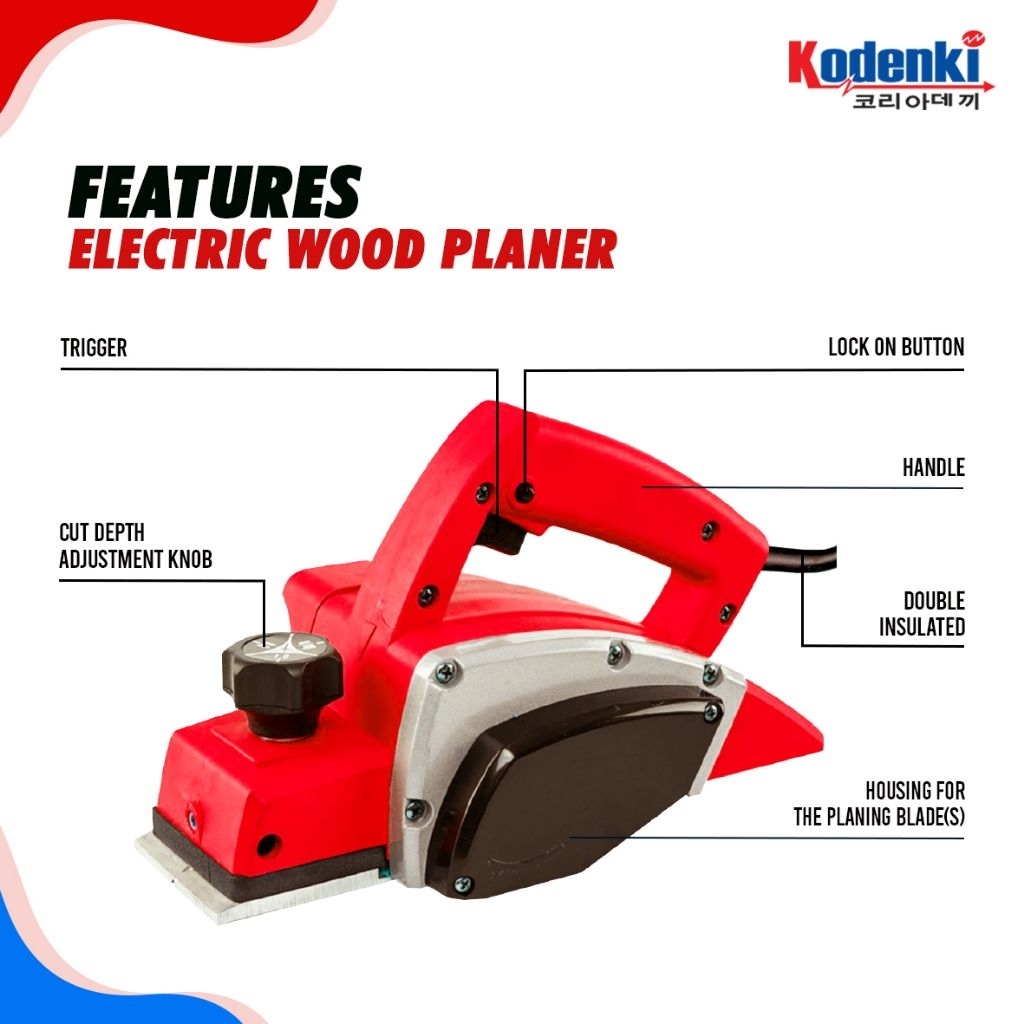 Kodenki Mesin Planer Serut Kayu / Electric Wood Planer / Mesin Asah Ketam Serut Kayu / Planner Serut