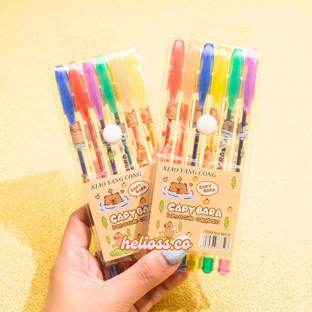 

PULPEN GLITTER WARNA WARNI CAPYBARA KAPIBARA GEL PEN RAINBOW GLITTER 1 SET ISI 6 PCS MOTIF CAPYBARA KAPIBARA HELIOSS.CO