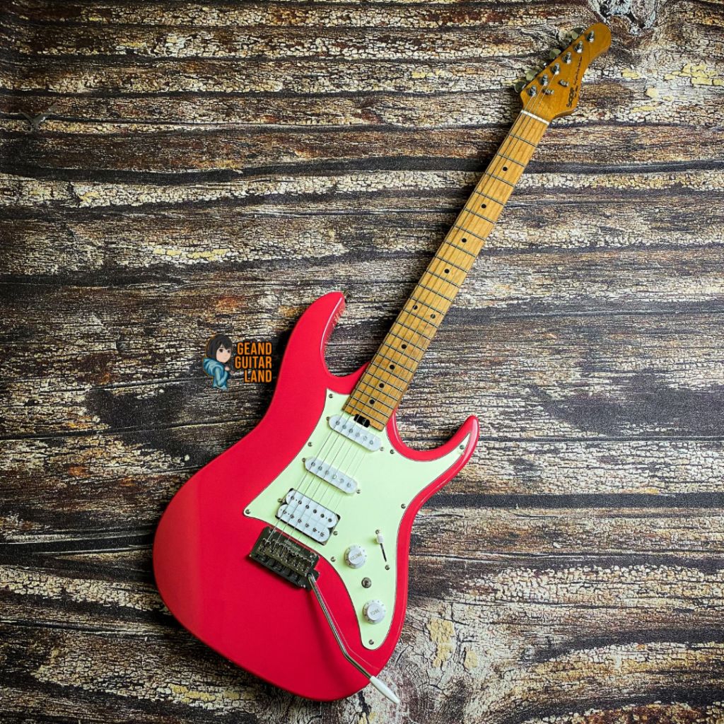 SQOE SEIB400 Stratocaster 2023 HSS Roasted Maple Series in Dakota Red