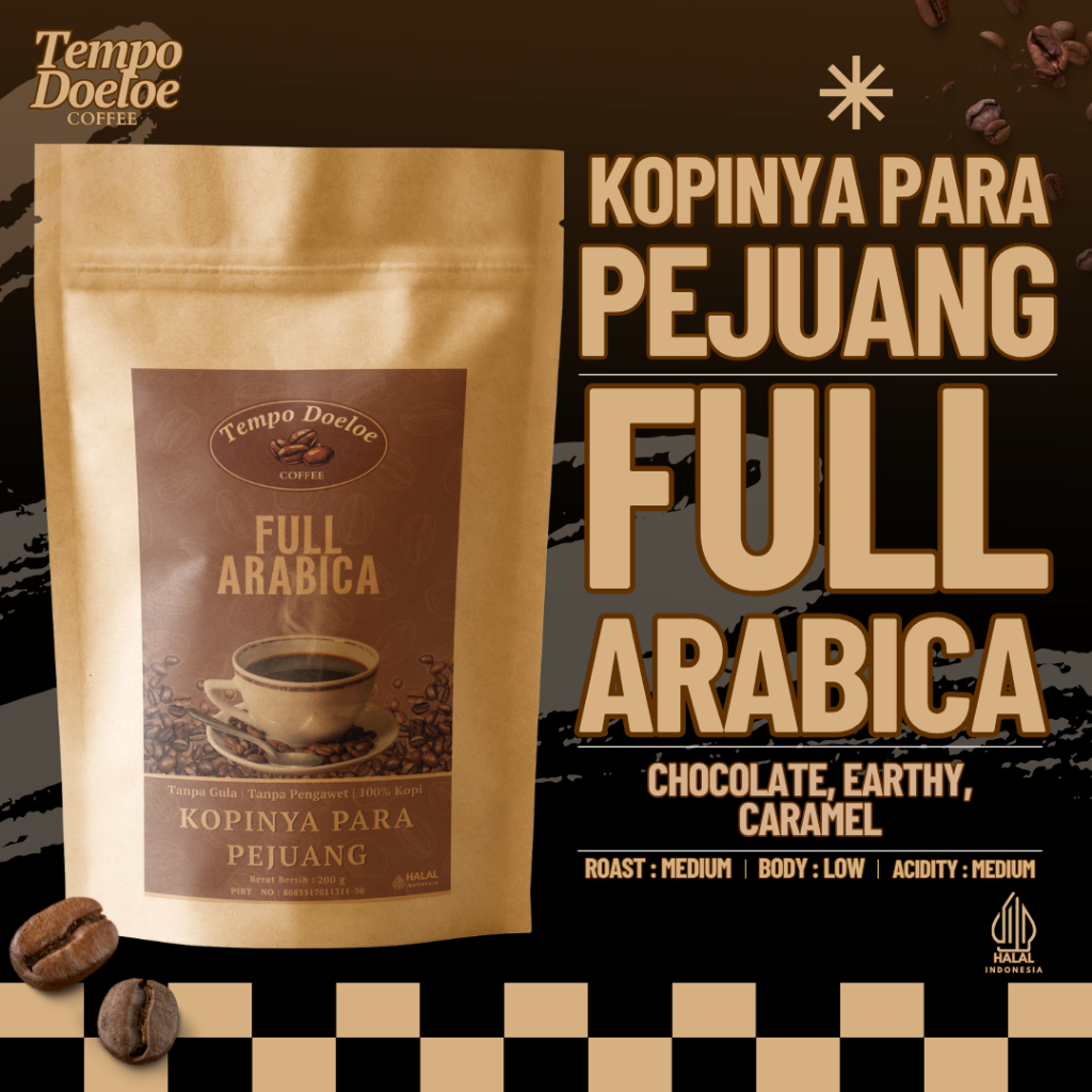 

Kopi Tempo Doeloe Full Arabica Murni 200gr | Fresh Medium Roast | Giling Halus | Kopi Bubuk | Coffee | Kopi Arabika Murni