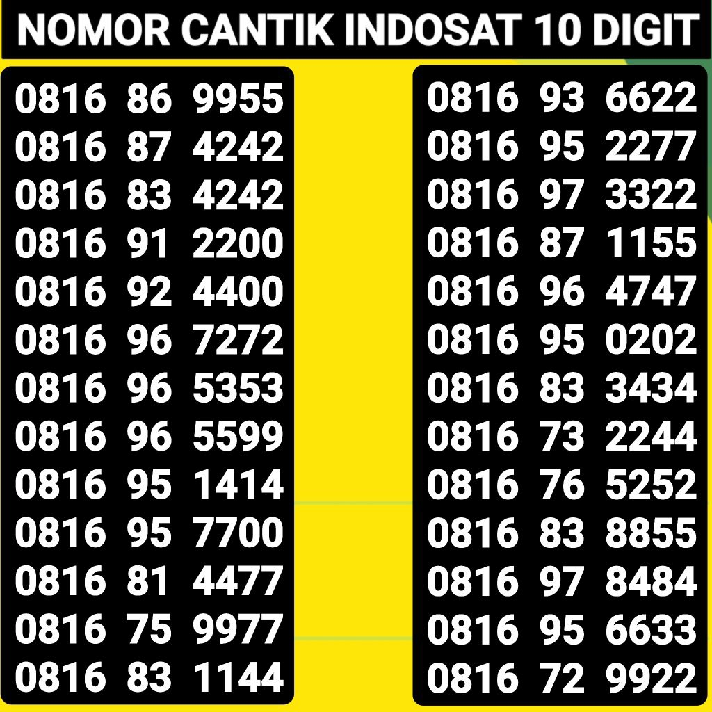 KARTU PERDANA INDOSAT NOMOR CANTIK INDOSAT 10 DIGIT prabayar