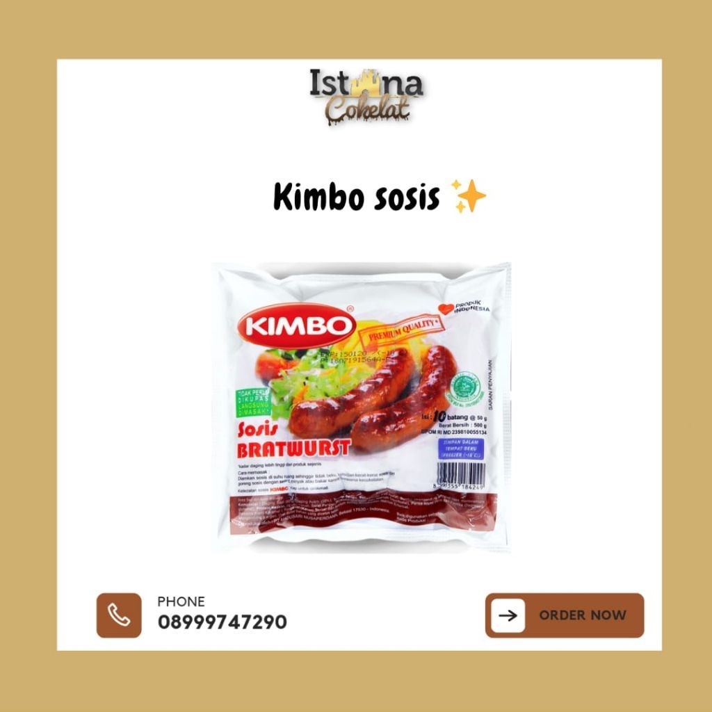 

[FROZEN] Sosis Kimbo Bratwurst/ Keju/Cocktail/ Lada Hitam 500 GR