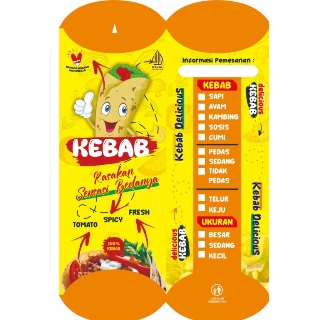 

@100pcs kemasan/dus kebab full warna ivory glossy size 24x9