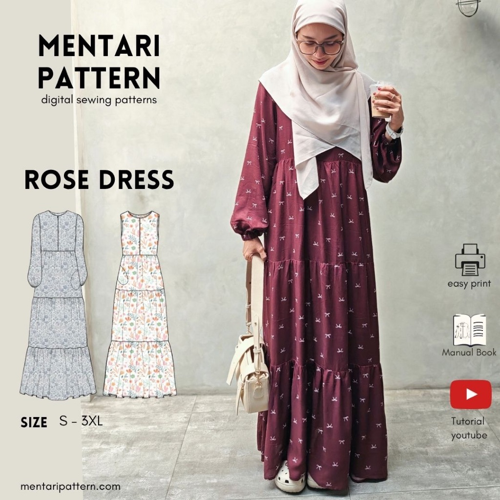 

ROSE DRESS Pola cetak kertas A0
