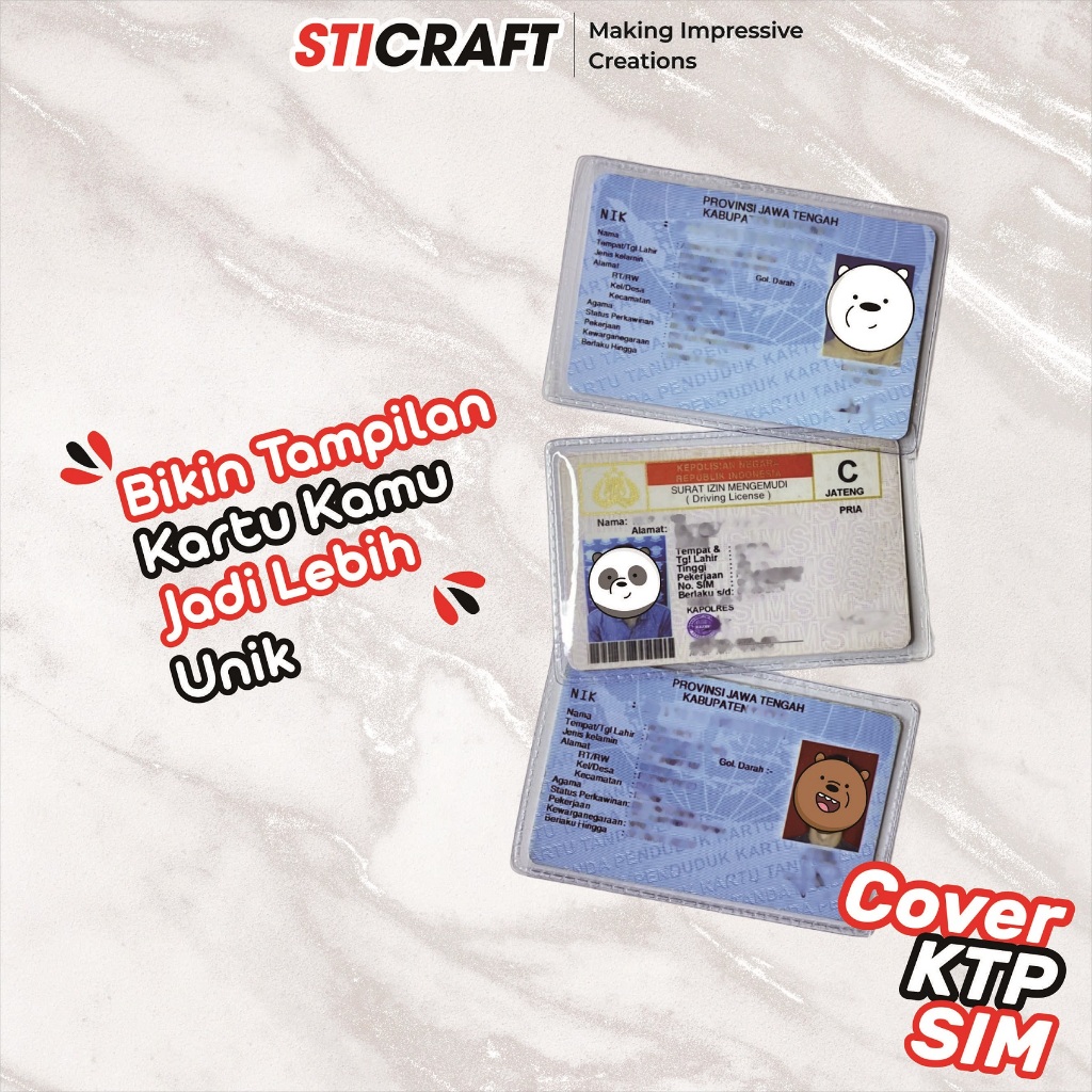 

Cover Pelindung Kartu Identitas KTP SIM Karakter We Bare Bears / Pelindung KTP Karakter