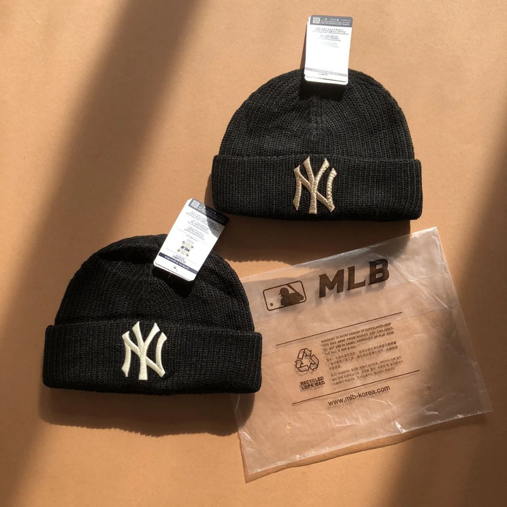 Topi MLB NY GOLD AND WHITE BLACK BEANIE HAT