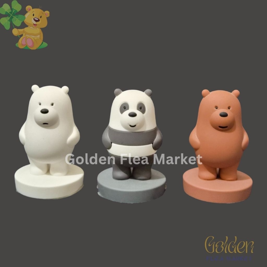 Miniso We Bare Bears Grizz, Panda, and Ice Bear Mini Figure