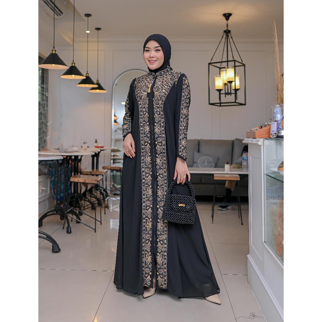 VELORA COLECTION Fashion MuslimTerbaru Kekinian Baju Gamis Abaya Hikmat Set Hijab Ceruty Mewah 2026