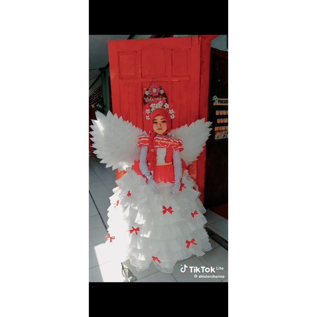 Gaun Kresek Maskot/Gaun Merah Putih/Gaun Karnaval