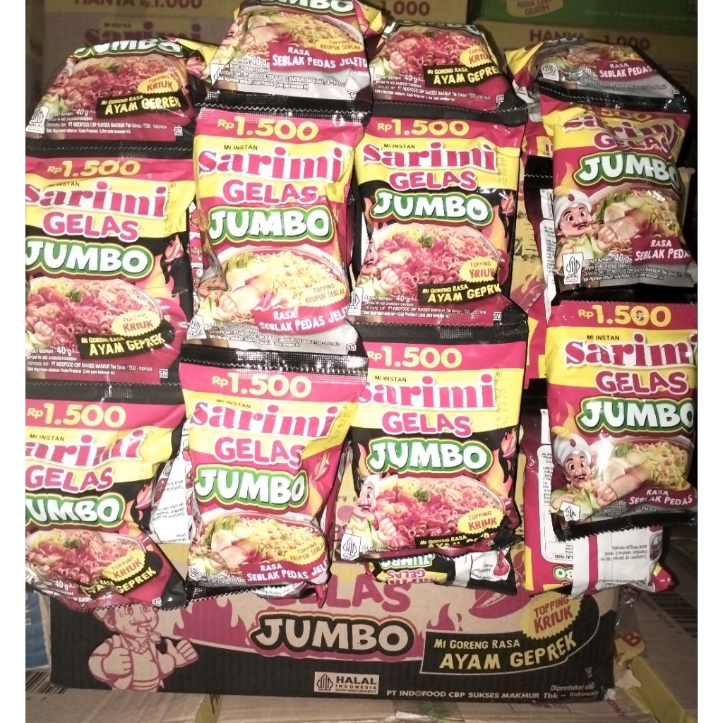 

Sarimi gelas JUMBO goreng _1 renceng 10 pcs_