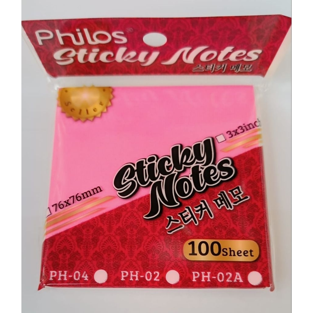 

Sticky Note Philos 76X76MM 100 Lembar Kertas Polos warna warni/ Pembatas Buku