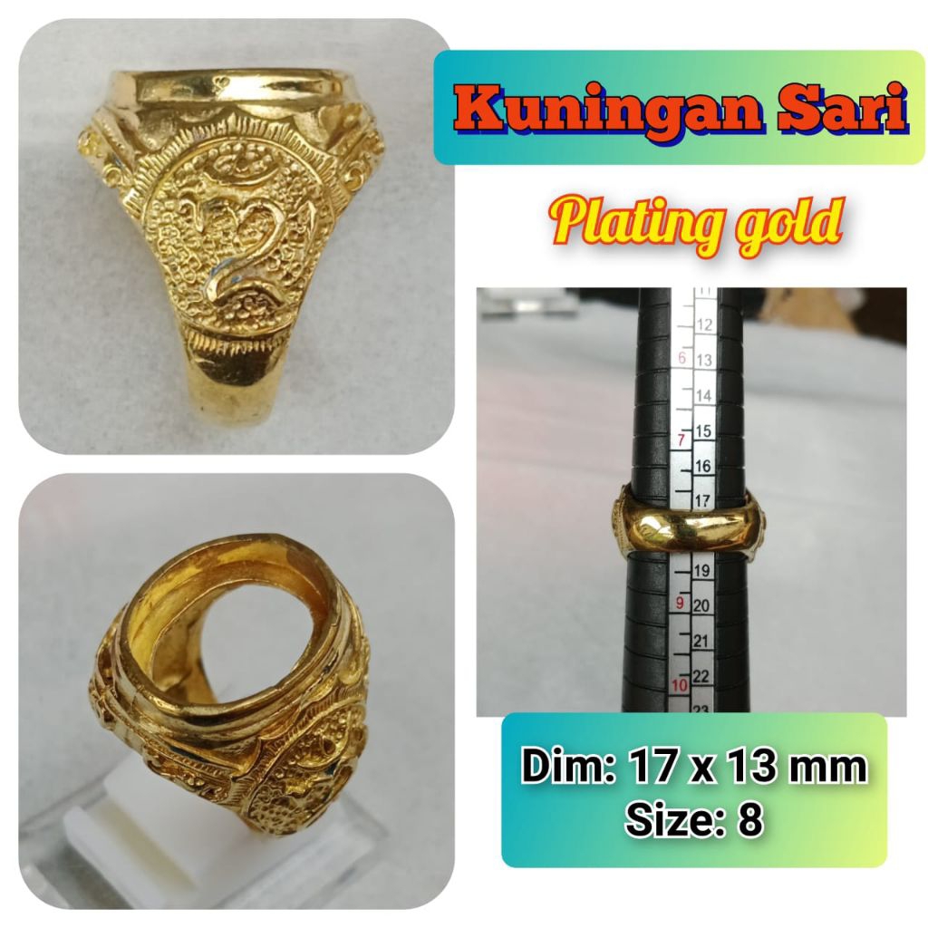 ring emban batu akik dan permata kuningan.11