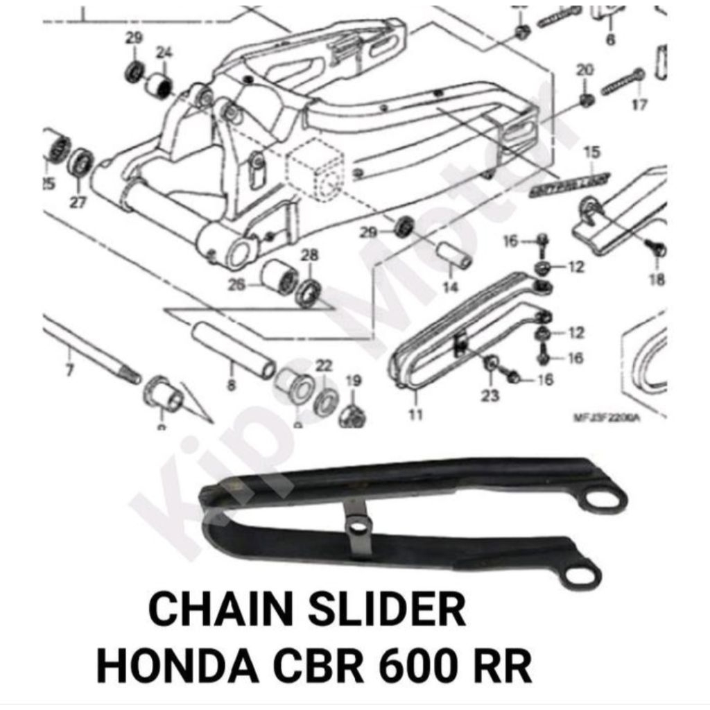 chain slider karet rantai arm Honda CBR 600 RR