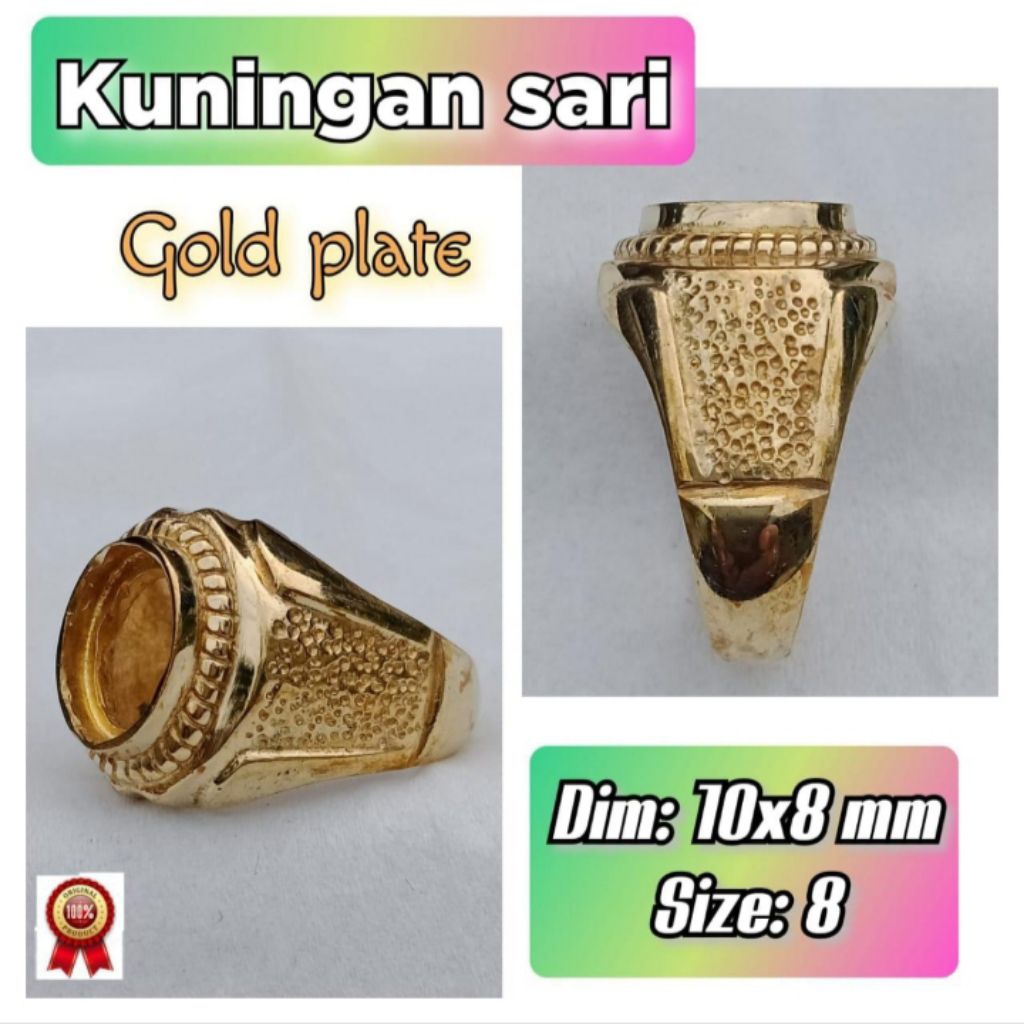 ring emban batu akik dan permata kuningan.30