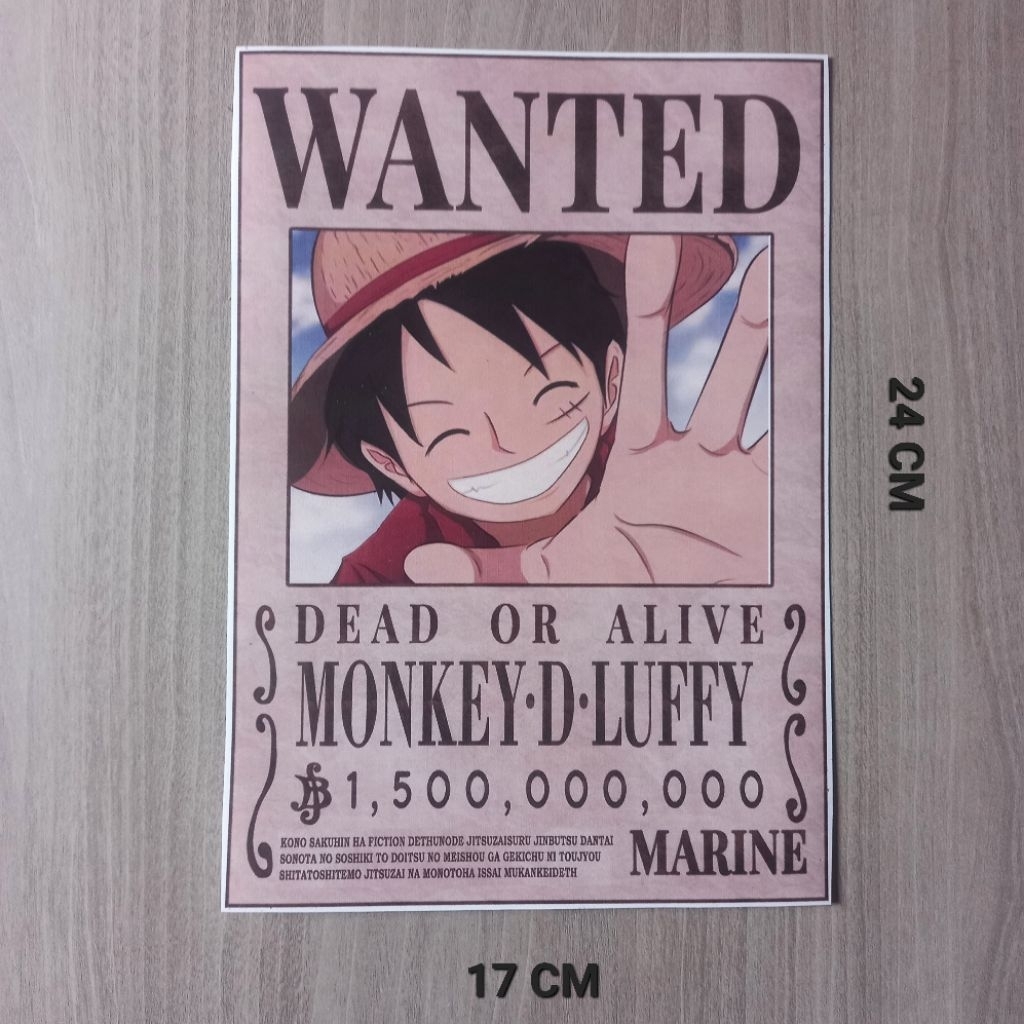 

STIKER WANTED BOUNTY ONE PIECE UKURAN P17 × L24 CM