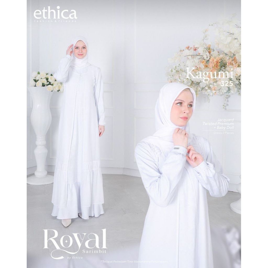 Ethica kagumi 325 brilliant white putih umroh haji gamis dewasa muslim